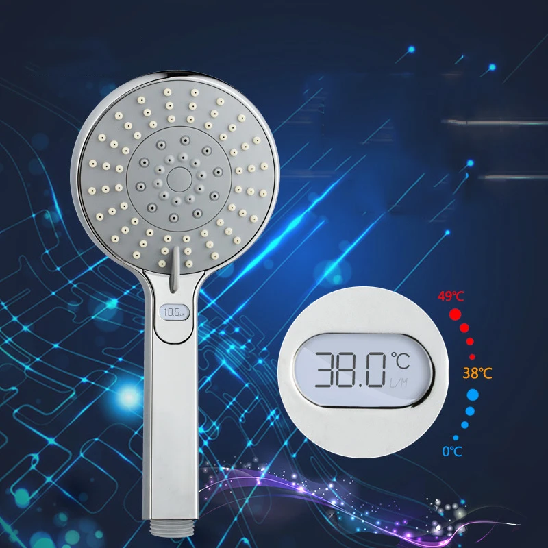 High Quality LED Temperature Display Function Handheld Shower Head ABS