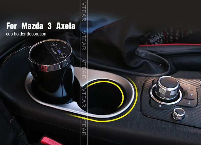 Vtear для Mazda 3 Axela- ABS хромированные аксессуары для интерьера подстаканник с отверстием для чашек накладка декоративная молдинги Стайлинг