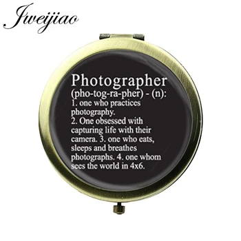 

JWEIJIAO E=MC2 Famous Phrase Quote Photographer Pocket Mirror Vintage Printed Glass Cabochon Metal Round Floding Portable mirror