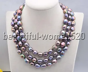 

Z8297 12mm Peacock-Black Baroque Freshwater Pearl Necklace CZ 48inch