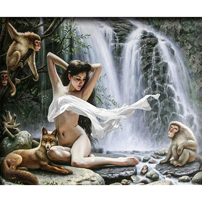 

5D DIY Diamond Painting nake women&monkey Cross Stitch Diamond Embroidery Full Diamond Mosaic Needlework Crafts Home Paintings