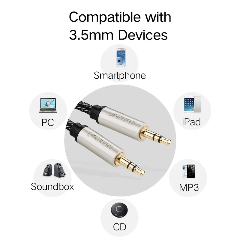 Ugreen 3 5 Jack аудио кабель мм Автомобильный Aux для iPod Huawei p20 lite наушники Спикер MP3