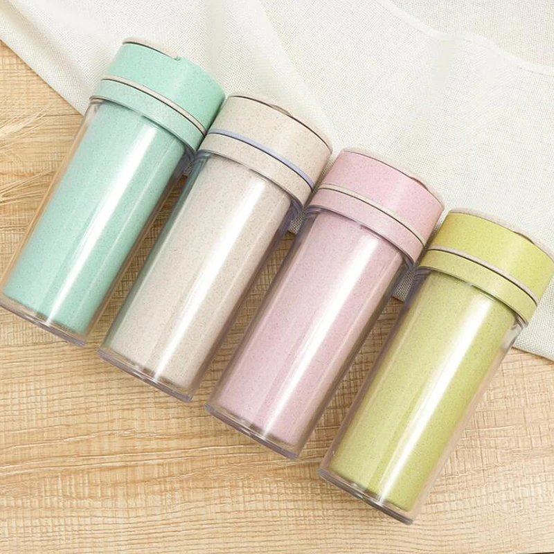 Bpa Free 300 мл чашка для молока из натуральной зеленой пшеничной соломы пластиковая