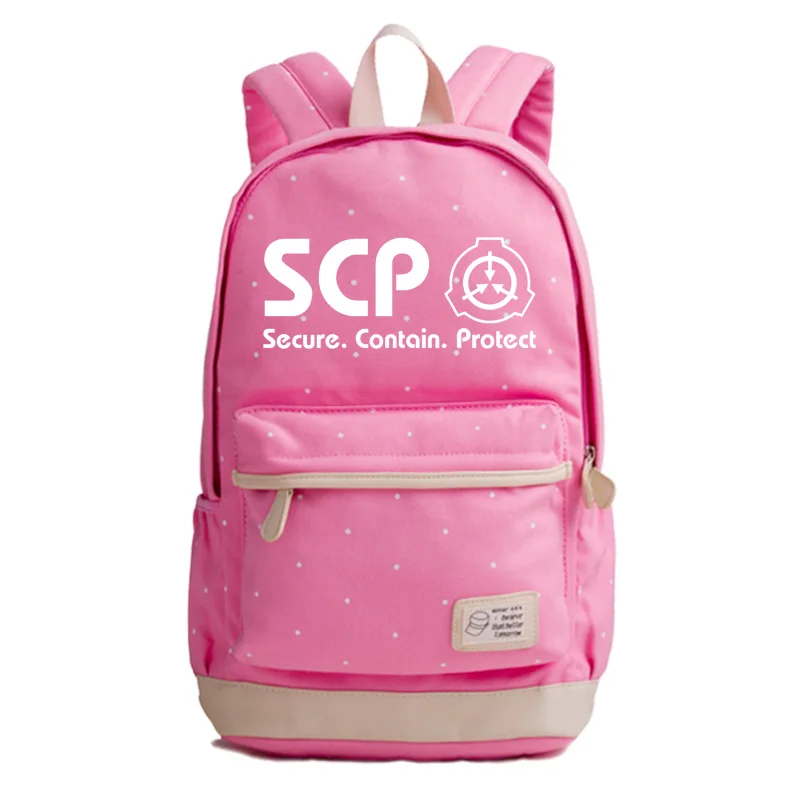 SCP Foundation Secure содержит защитный женский розовый рюкзак Холщовый дорожный унисекс