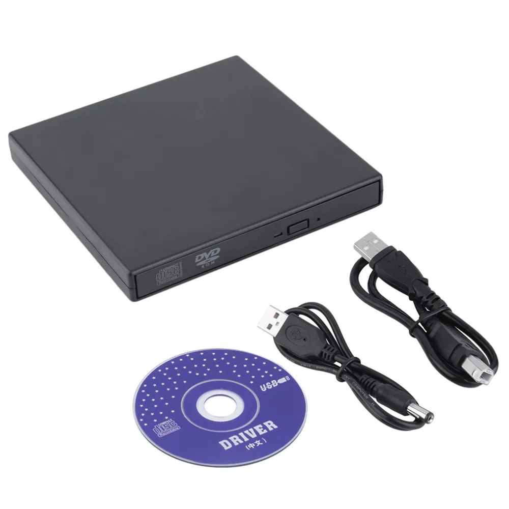 Externa DVD ROM Optical USB 2,0 CD/DVD-ROM CD-RW jugador quemador Slim lector portátil grabadora portátil para computadora portátil