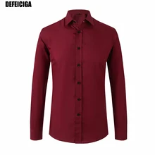 DEFEICIGA горячая Распродажа Весенняя Мужская рубашка с длинными рукавами без глажки красная деловая брендовая одежда официальная рубашка мужская 019
