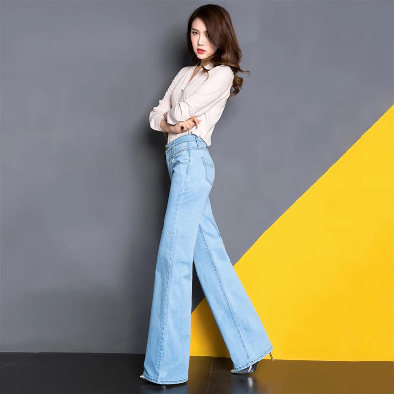 Mom Jeans Light Blue Black Plus Size Wide Leg Pants 2019 New Spring Korean Casual Flare Long Loose High Waist Jeans Feminina LR5 Mom Jeans Light Blue Black Plus Size Wide Leg Pants 2019 New Spring Korean Casual Flare Long Loose High Waist Jeans Feminina LR5