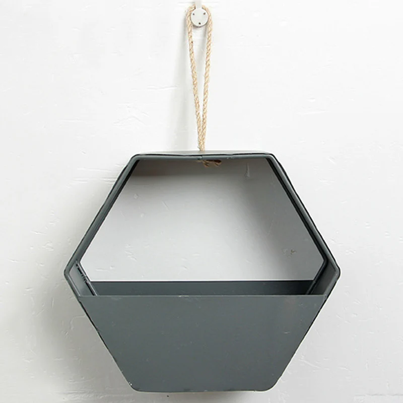 

Vintage Flower Pot Wall Mounted Iron Flower Basket Shelf for Home Garden TN99