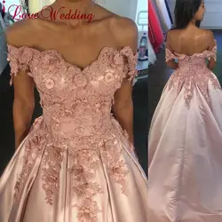 ILoveWedding 2019 с плеча розовый атлас 3D кружево Аппликация индивидуальный заказ развертки поезд роскошное вечерное платье