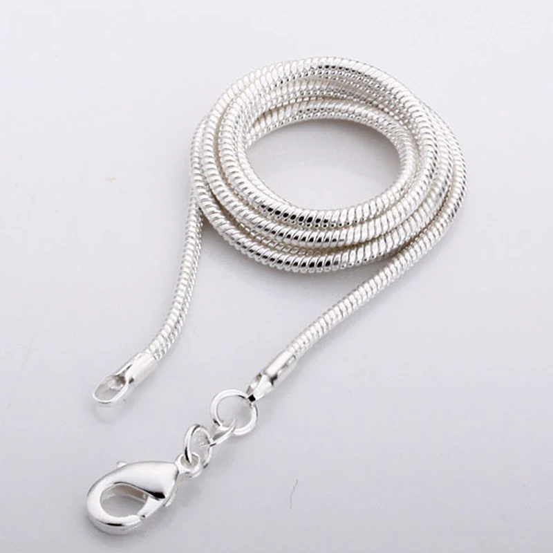 

10pcs/lot Promotion! wholesale 925 sterling silver necklace, silver fashion jewelry Snake Chain 2mm Necklace 16 18 20 22 24"