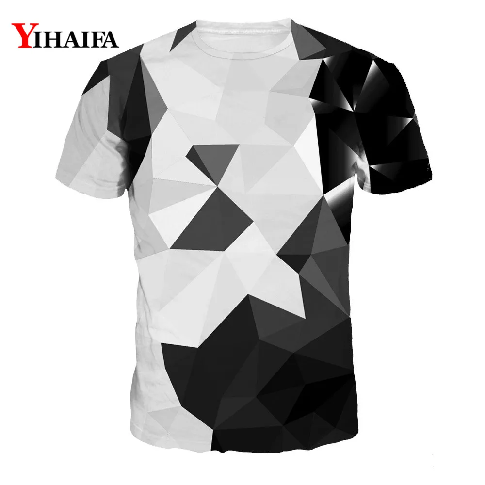 

Men Women 3D Print T Shirt Black White Geometric Casual Tee Shirts Short Sleeve Tops Plus Size Unisex Graphic Tees