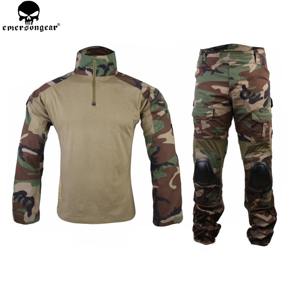 Emersongear боевая униформа охотничья одежда камуфляж Ghillie костюм emerson Лесной тактические брюки с наколенниками EM6974