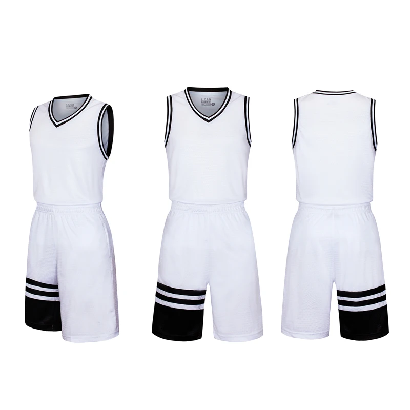 Мужской простой пустой бегущий баскетбольный трикотажный комплект Униформа спортивный драгоценный камень спортивные костюмы дышащие - Цвет: Белый