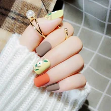 

Artificial Fake Nails False Nail Short Tips Full Cover Finger Acrylic Patch Art Design Frosted Color Jump Ink Wind Bride 24 pcs