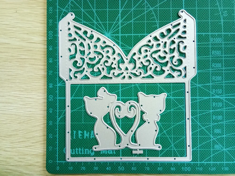  Love Cat Lace Invitation Frame Metal Cutting Dies Decorative DIY Scrapbooking Steel Craft Die Cuts  - 33024063552