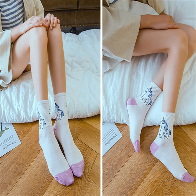 BONJEAN-1Pair-Unicorn-Socks-Women-Socks-Girls-Cotton-Casual-Funny-Socks-Lovely-Kawayi-Student-Comfortable-Funny (4)