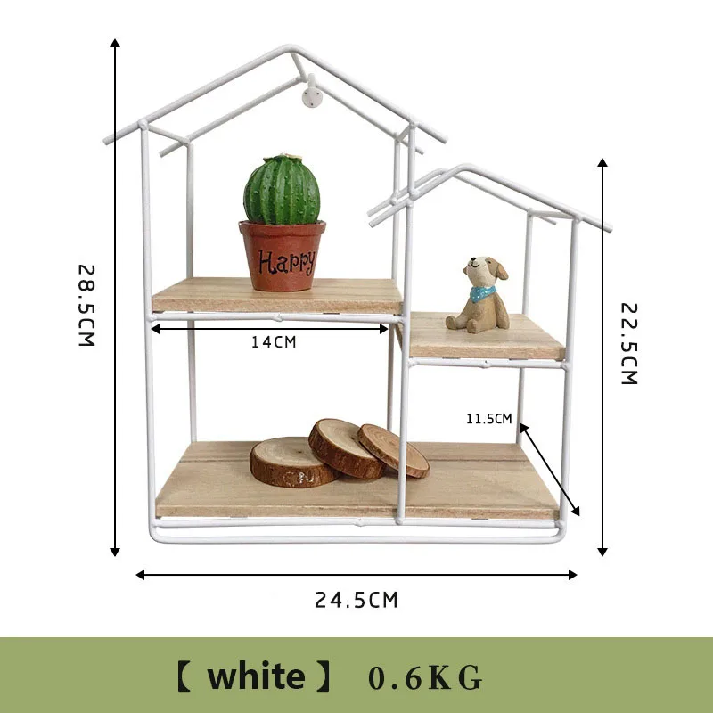 Креативная железная полка, украшение для дома, железная настенная полка, настенный ящик для хранения украшений, подарок на год, подарок на день рождения - Цвет: Белый