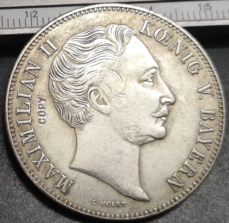 1855 королевство бавария 2 гульден максимилиан II колонна мадонны посеребренная