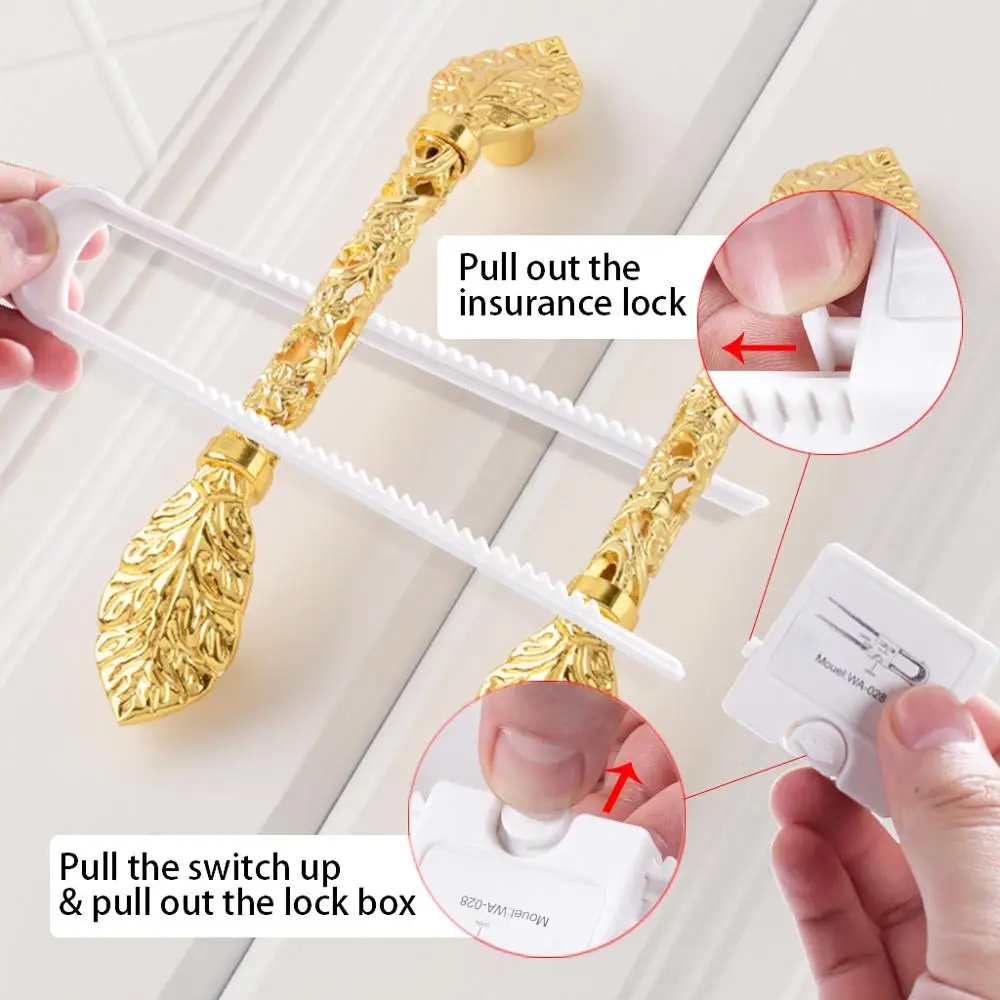 Set of 2PCS U Shaped Safety Cabinet Locks Childproof Cupboards Latch for Home Furniture Door Knobs and Handles  (4)