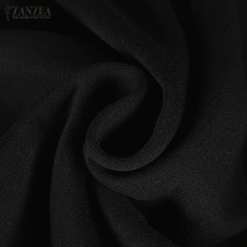 ZANZEA Осенняя толстовка с капюшоном и длинным рукавом для женщин на молнии с неровным подолом, свободное повседневное черное пончо, худи, пуловер, верхняя одежда размера плюс