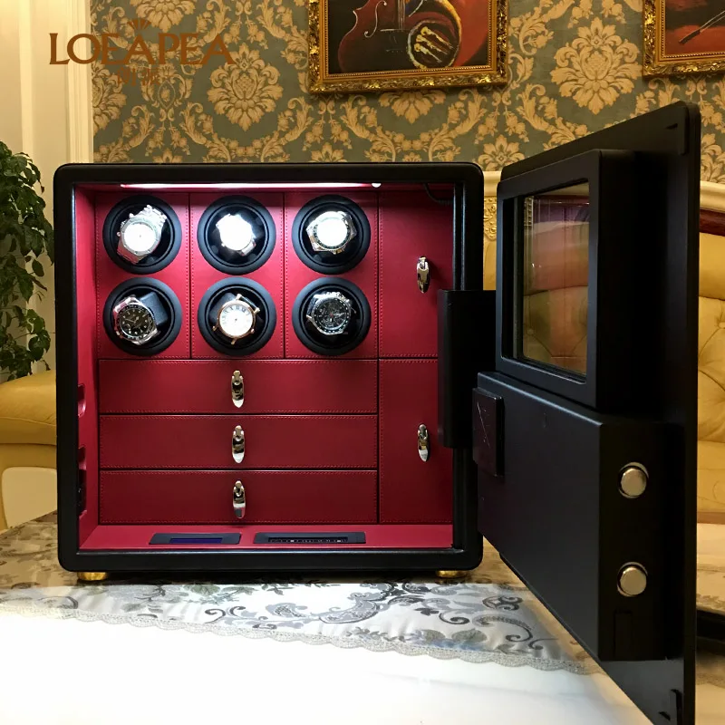 NEW Automatic Watch winder Safe box 6/9/12 watches Steel strongbox