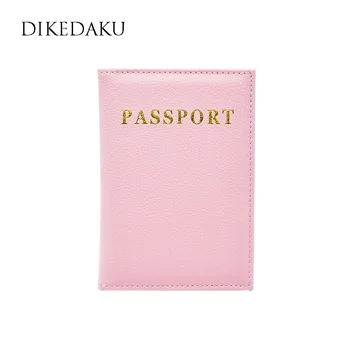 

DIKEDAKU New Fashion Women Passport Cover Pink Soft Pu Leather Passport Holder Wallet Personal Travel Passport Case for Passport