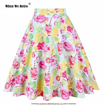 

When We Retro High Waist Skirts Womens jupe femme VD0020 Flamingo Summer Skirt Cotton falda mujer Tutu Sexy Women Vintage Skirt