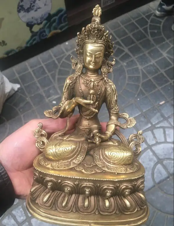 

8'' China Tibet Pure Bronze Vajrasattva Bodhisattva Buddha Statue 21cm