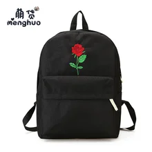 MENGHUO Fashion Women Backpack Women Rose Embroidery Backpacks for Teenagers Girls Female School Shoulder Bag Bagpack mochila