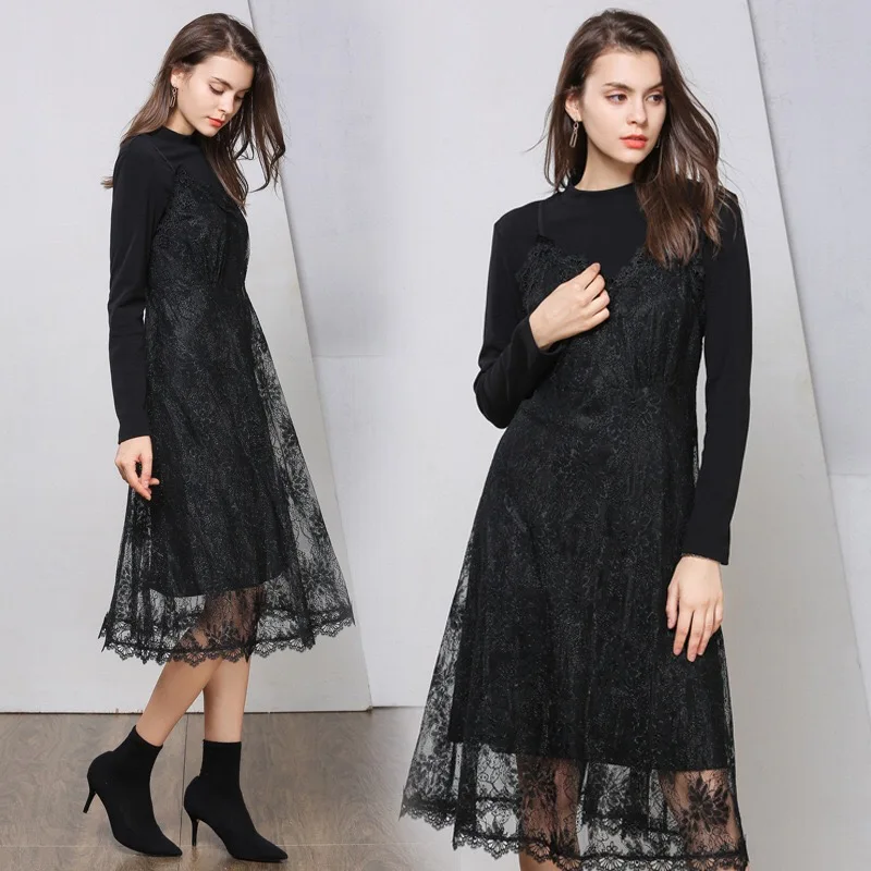2018 Elegant Lace Dress Loose Maternity Dress Casual Pregnancy Dress Braces Skirt Floral Plus Size M-5XL Two Pieces tropical floral plus size a line dress