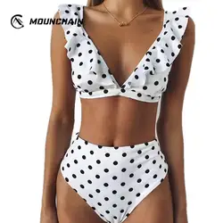 2019 Sexy Bikins Women Swimwear Padded Bra Triangle Flouncing Bandeau Swimming Style Black White Dot Bathing Suit Trends Bikini 2019 Sexy Bikins Women Swimwear Padded Bra Triangle Flouncing Bandeau Swimming Style Black White Dot Bathing Suit Trends Bikini