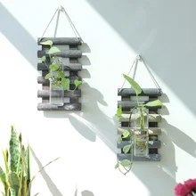 1 шт. гидропонная стеклянная ваза для растений настенная подвесная деревянная Цветочная композиция Цветочная ваза, домашний декор 18*30 см