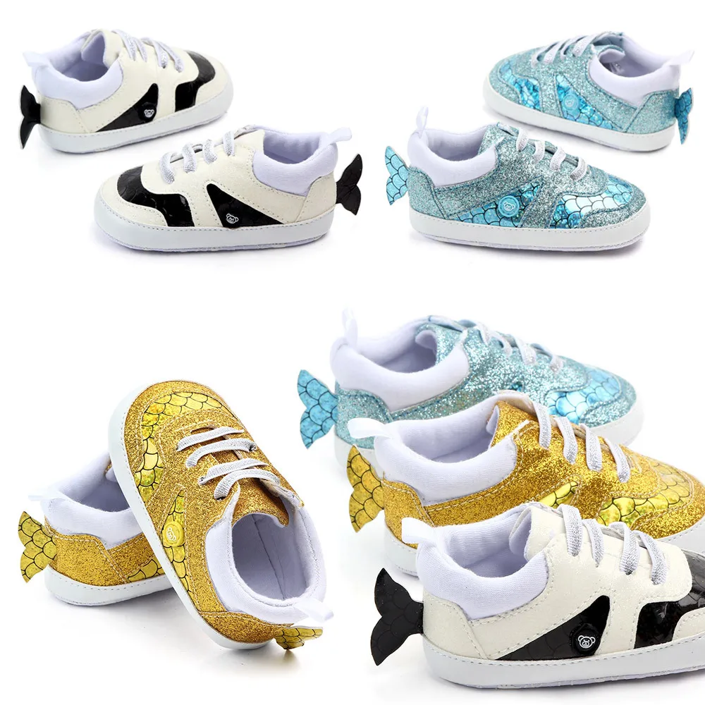 Fashion 3D Fish Tail Mermaid Fish Scale Baby Shoes Sports Sneakers First Walkers Moccasins Toddler Shoes Baby Walking Shoes