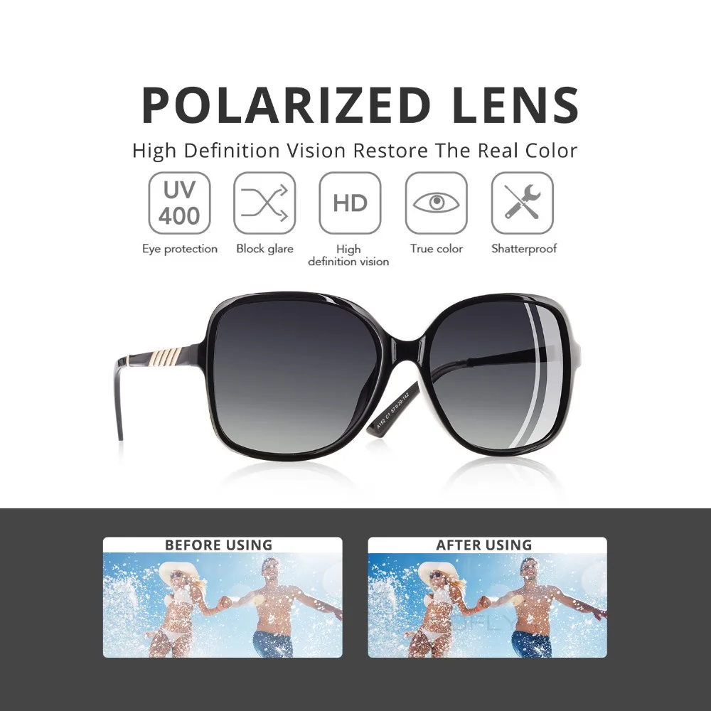 Price AOFLY Brand Design Elegant Sunglasses Women Oversized Frame Polarized Ladies Sun Glasses UV400 Eyewear Goggle Gafas De Sol A152