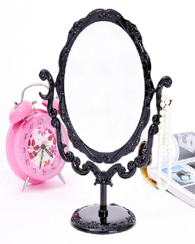 

Good Black Vintage Royal Makeup Mirror Desktop Rotatable Gothic Mirror with Butterfly Rose and Vines Decoration Cosmetic Tool