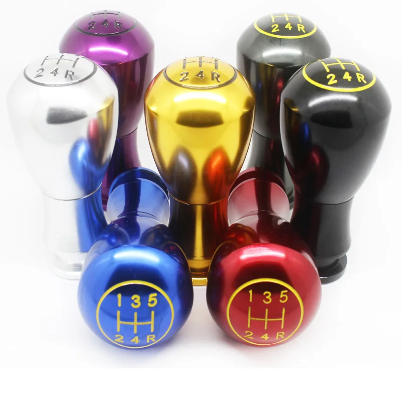 

Universal Aluminum 5 Speed Car Manual Gear Shift Knob Head Shifter Lever 7 Colors Car Gear Shift Knob for VW Golf Metal Texture