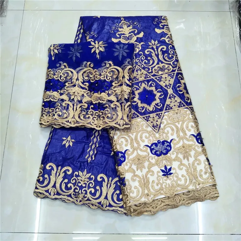 

WX!2018New Mixed Color Guinea Brocade Cotton African Lace Fabric Bazin Riche getzner Tissu Top Quality Austria 5+2 yard !P90502