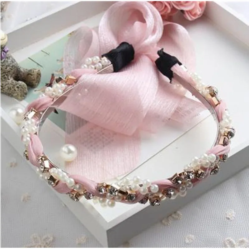 45CM Long Hair Ribbons Hairband for Women Hair Accessories Crystal