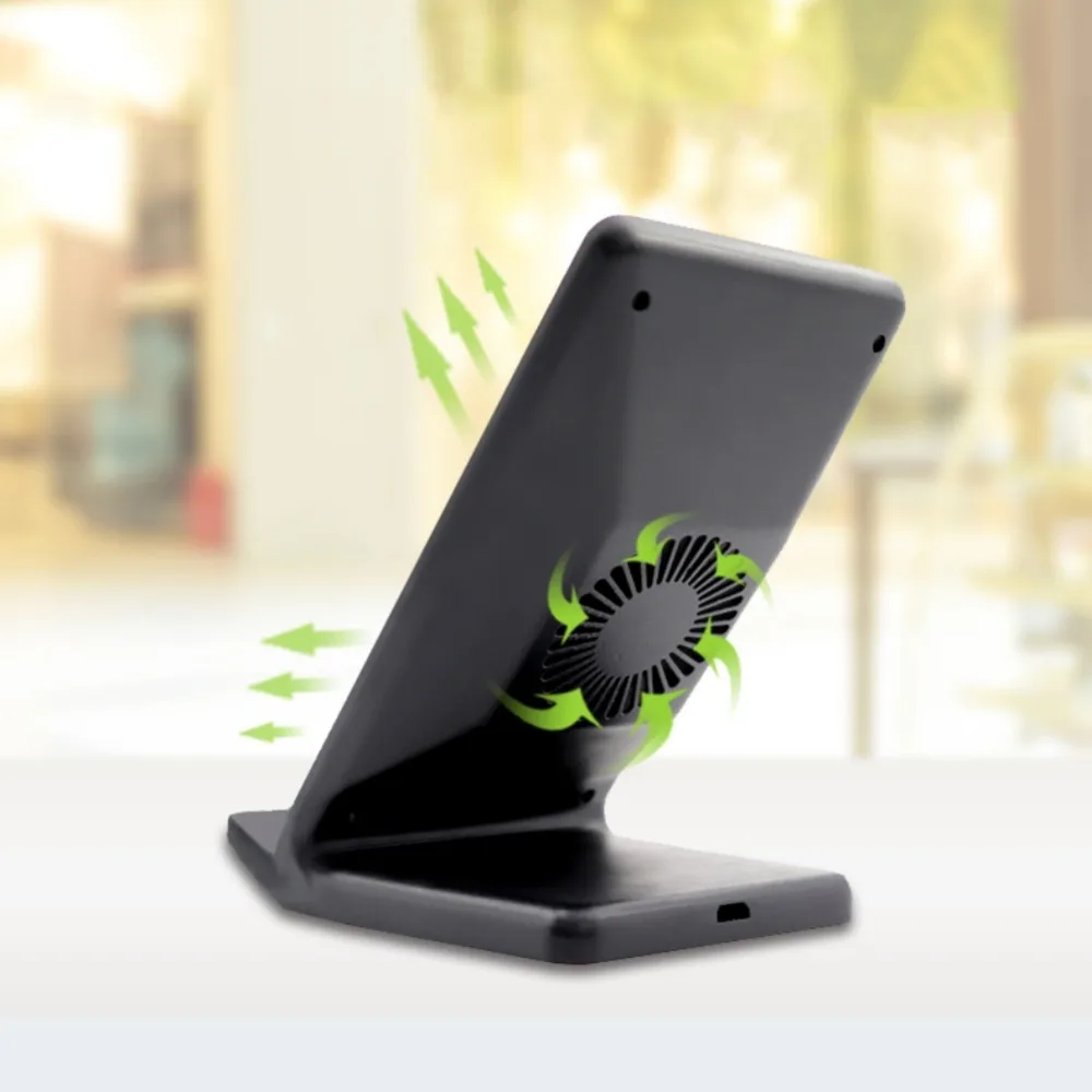 Double Coils Qi Wireless Fast Charger Quick Wireless Charging Adapter Stand Rack With Cooling Fan For iPhone 8 X Samsung S8 Double Coils Qi Wireless Fast Charger Quick Wireless Charging Adapter Stand Rack With Cooling Fan For iPhone 8 X Samsung S8