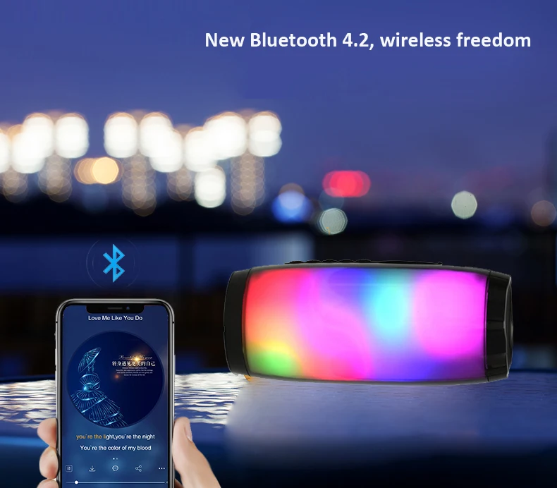 Portable Speaker Bluetooth Column Wireless Bluetooth Speaker Powerful High BoomBox Outdoor Bass HIFI TF FM Radio with LED Light