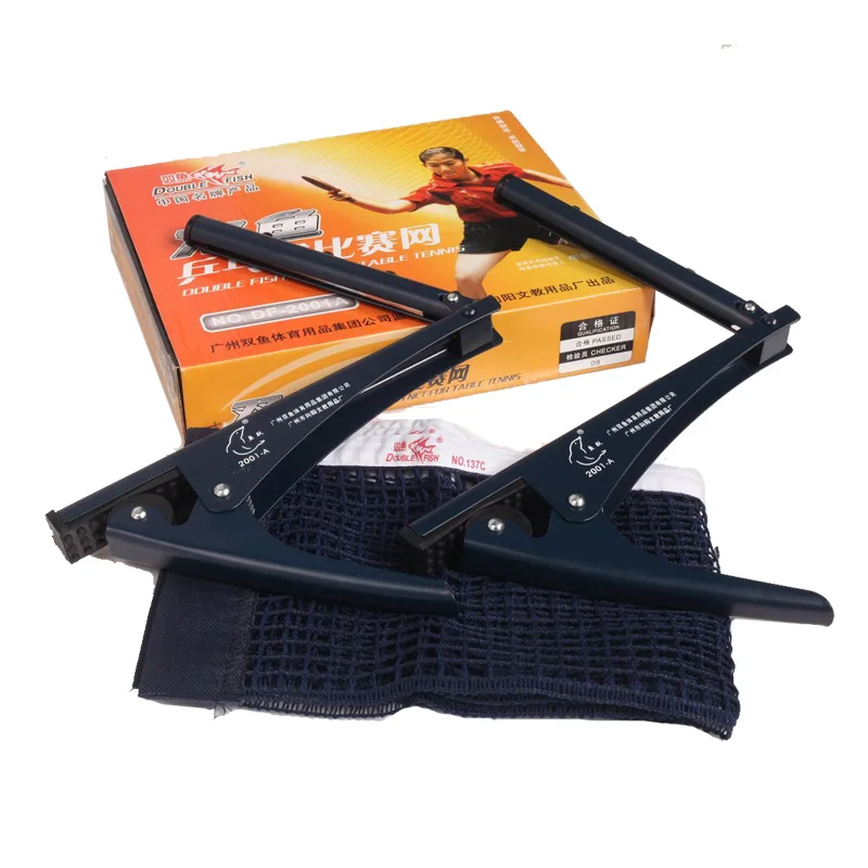 Double Fish Tong-Type DF-2001A Table Tennis Net Post set with net Ping pong Table Net Supporter Post Easy installing