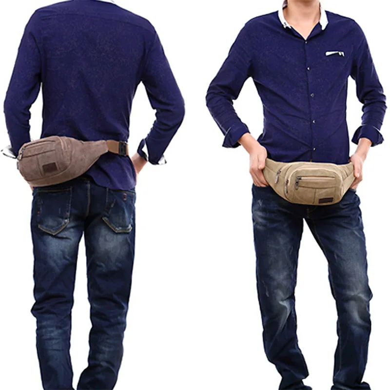 

Hot Men Women Wasit Bag Zipper Canvas Phone Pouch Casual Sling Bags for Outdoor Running Climbing BVN66
