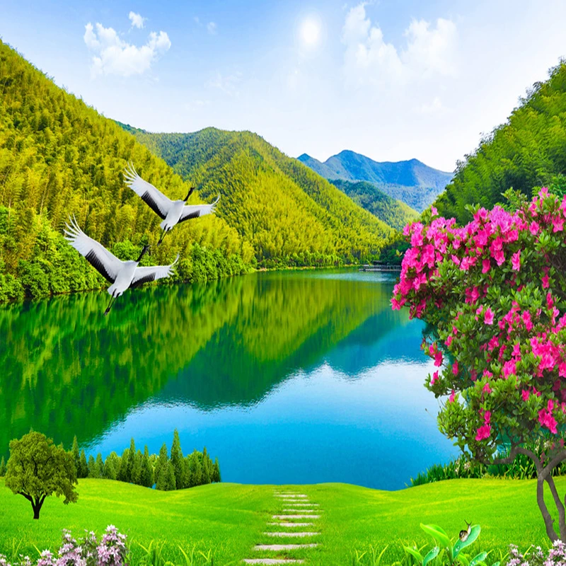 Пользовательские 3D фото обои HD лес горное озеро природный ландшафт Большая настенная живопись Гостиная Задний план обои
