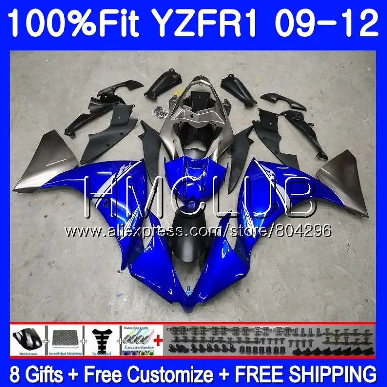 

Injection For YAMAHA YZF R 1 YZF-1000 YZFR1 09 10 11 12 111HM17 YZF1000 YZF-R1 YZF R1 Glossy blue 2009 2010 2011 2012 Fairings