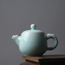 

Chinese Porcelain Tea Set Longquan Celadon 1 Pot and 2 Cups Kung Fu Puer Tea Drinking Utensils