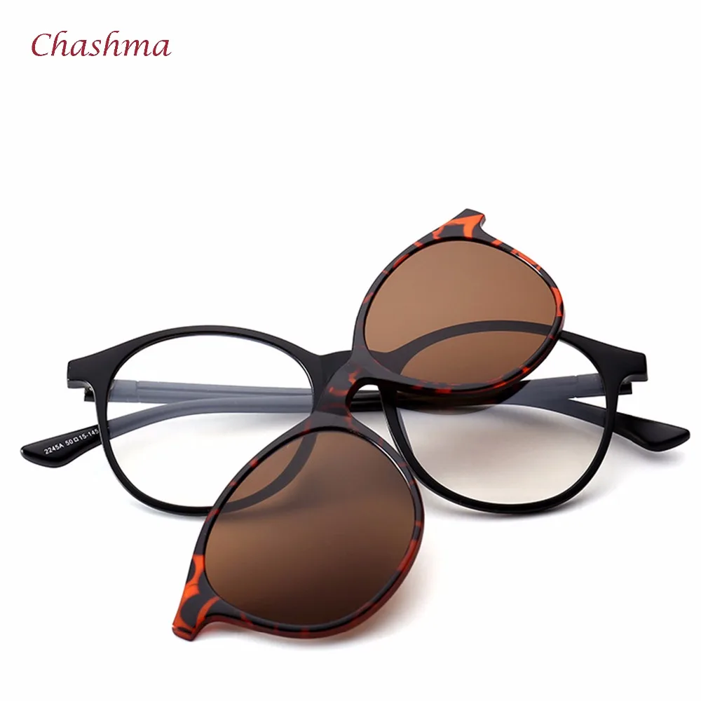 Бренд Chashma, солнцезащитные очки с 5 клипсами, мужские круглые очки, оправа, поляризационные солнцезащитные очки, оправа, Ретро стиль, очки для женщин