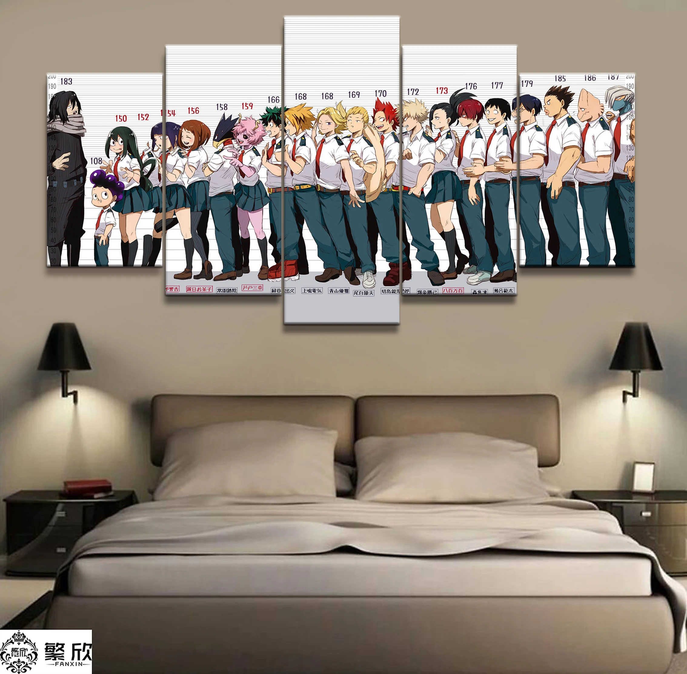 Wall Art Poster Painting Modular Pictures For Living Room Decorative Pictures Canvas Printed 5 Panel My Hero Academia Animation