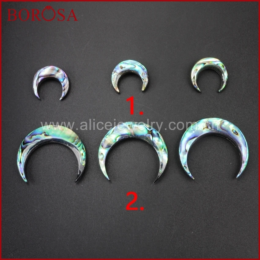 BOROSA 5 шт. Druzy ювелирные изделия оптовая продажа ракушка Abalone полумесяц бисер кулон