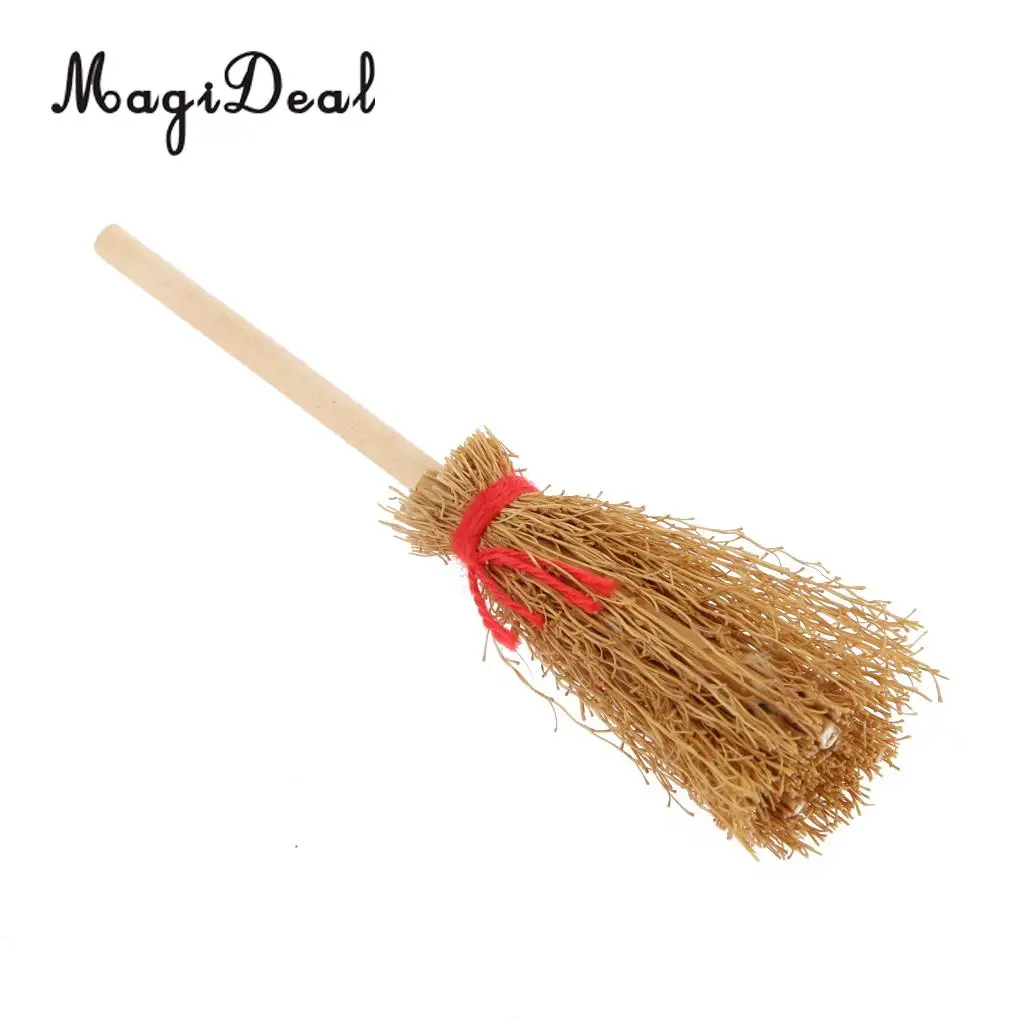 MagiDeal 1Pc 1/12 Dollhouse Furniture Miniature Wood Broom for Dolls House Kitchen Yard Garden Acc Kids Play Cleaning Tool Toy