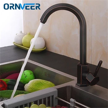

Kitchen Faucets Brass Kitchen Sink Water Faucet 360 Rotate Swivel Faucet Mixer Single Holder Single Hole Black Mixer Tap